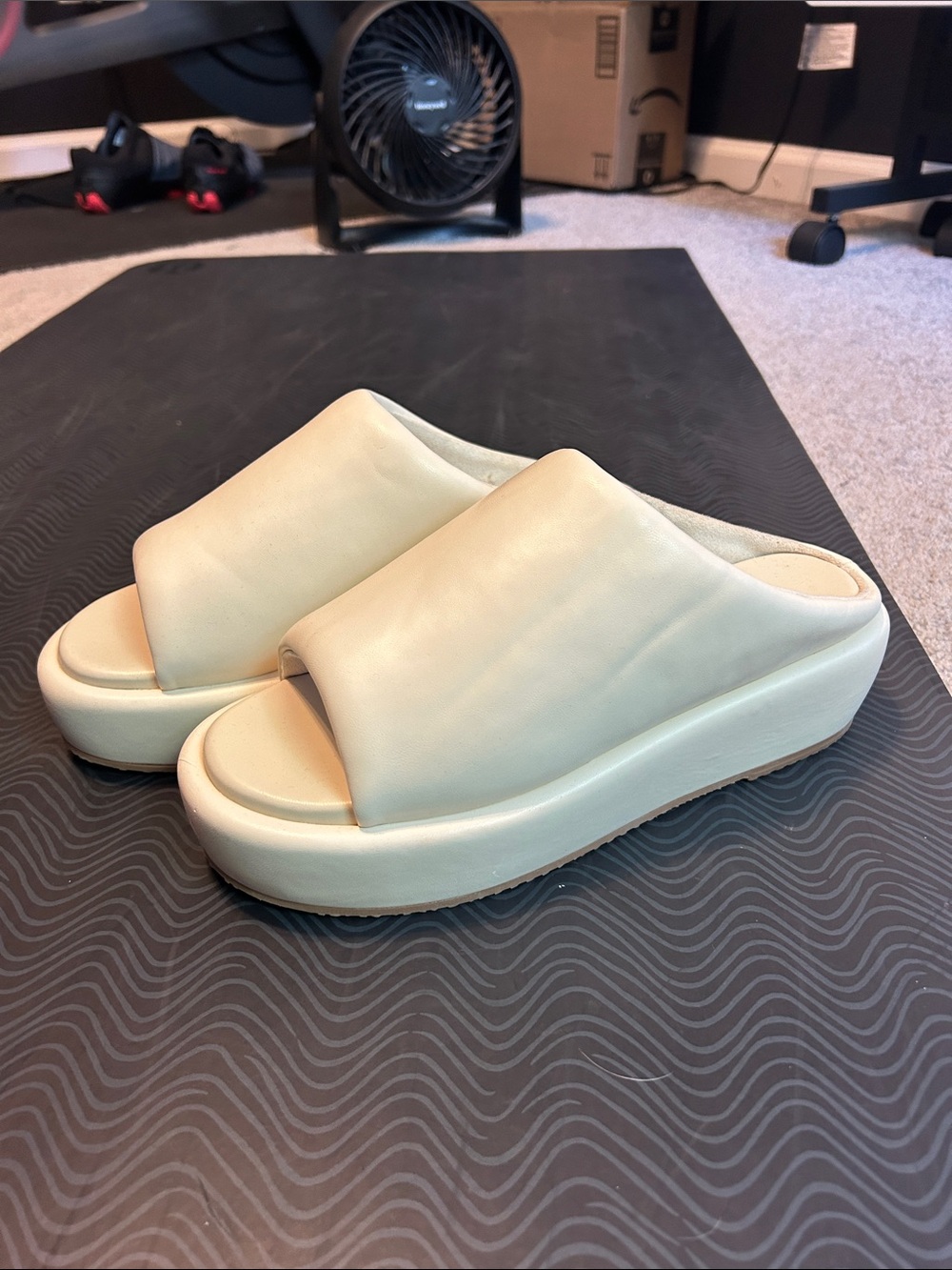 Kelsi Dagger Cream Platform Slide Mules